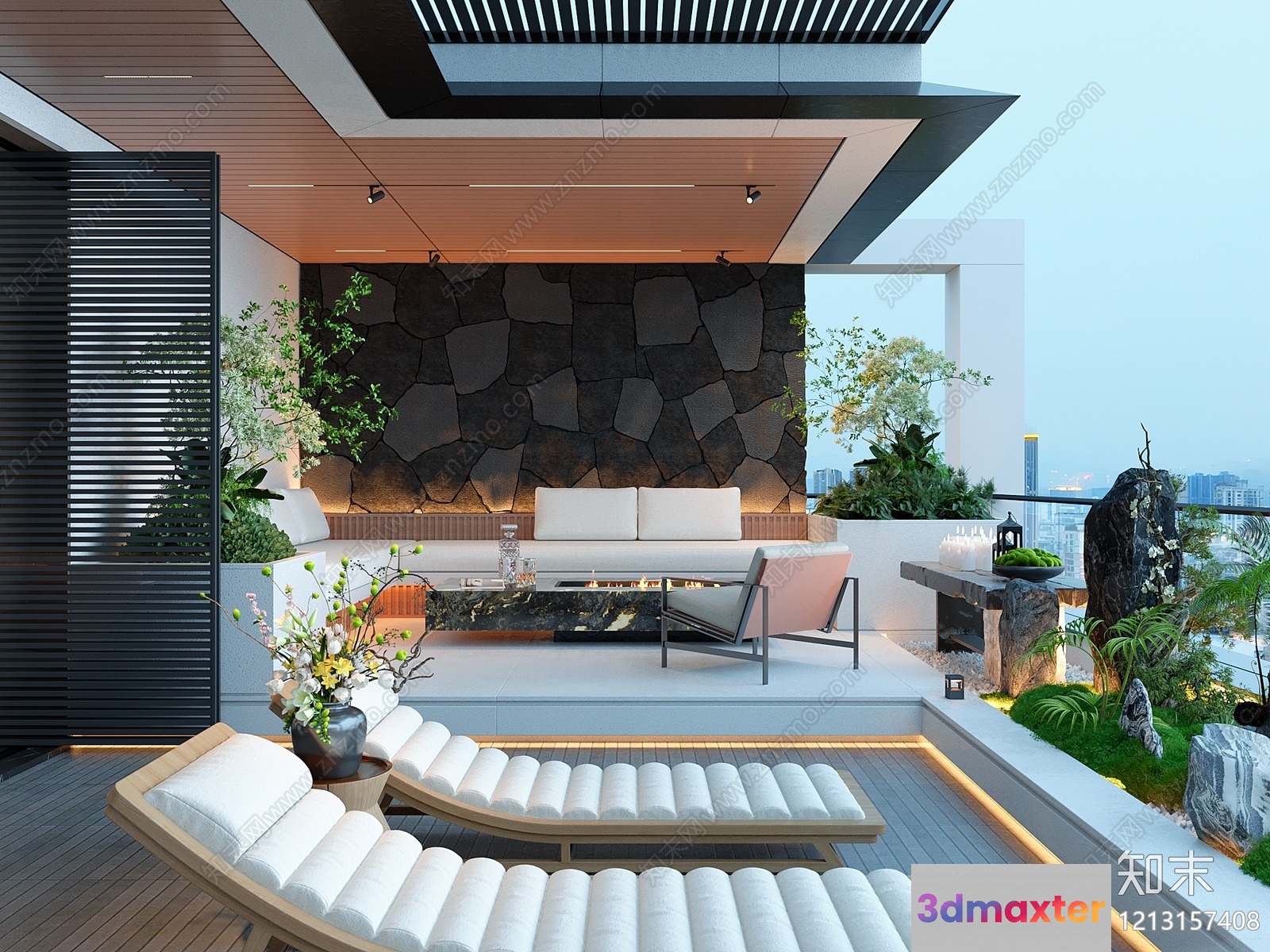 Modern Outdoor Living Space 3D Model - 1698 - VRAY Render