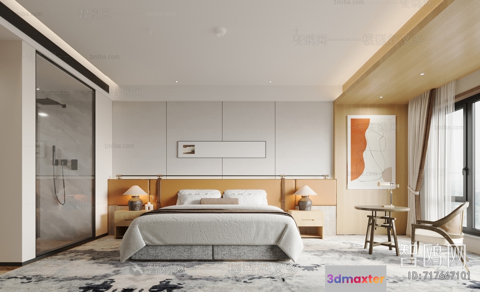 Cozy Modern Bedroom 3D Model - 12705 - VRAY Render