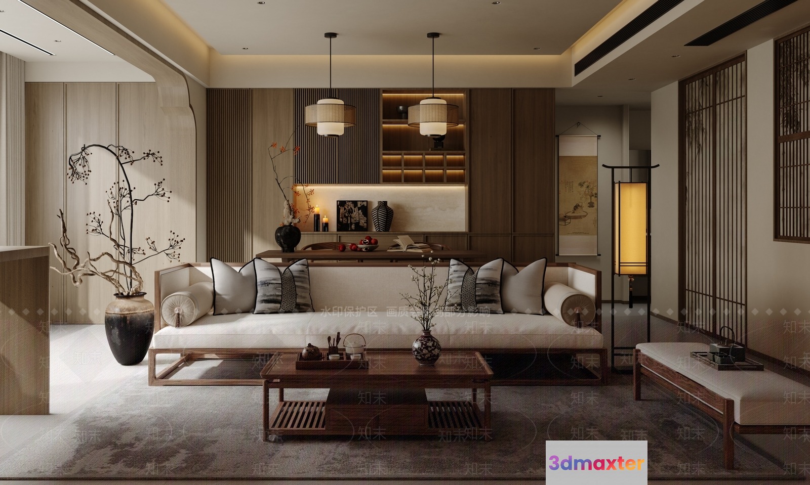 Modern Living Room 3D Model - 1645 - VRAY Render