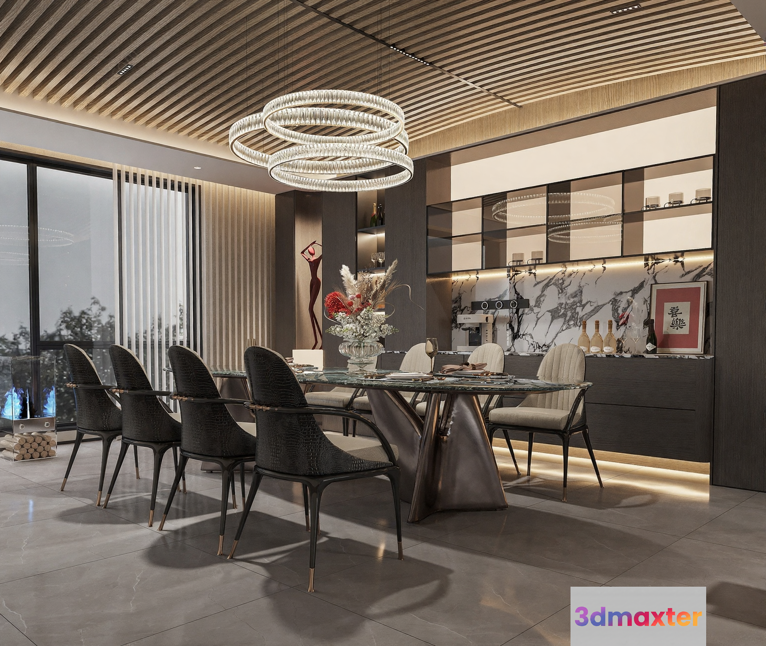 Modern Dining Room 3D Model - 2475 - CORONA Render