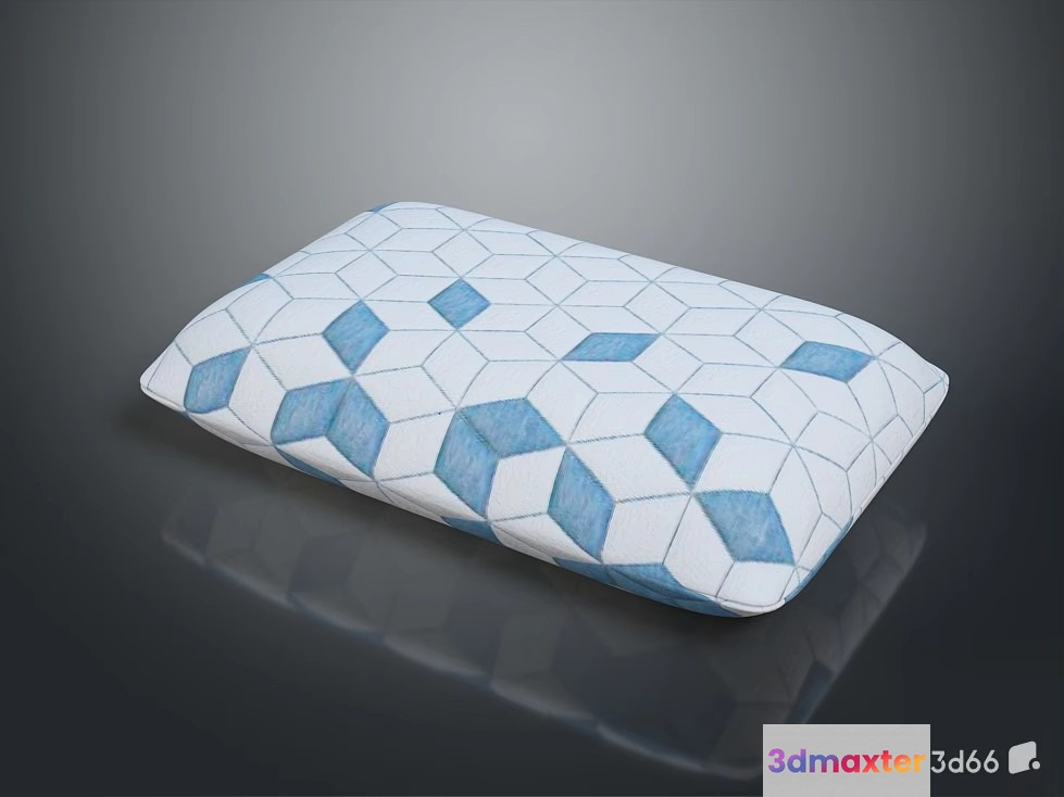 A Blue And White Pillow 3D Model - 23045 - VRAY Render