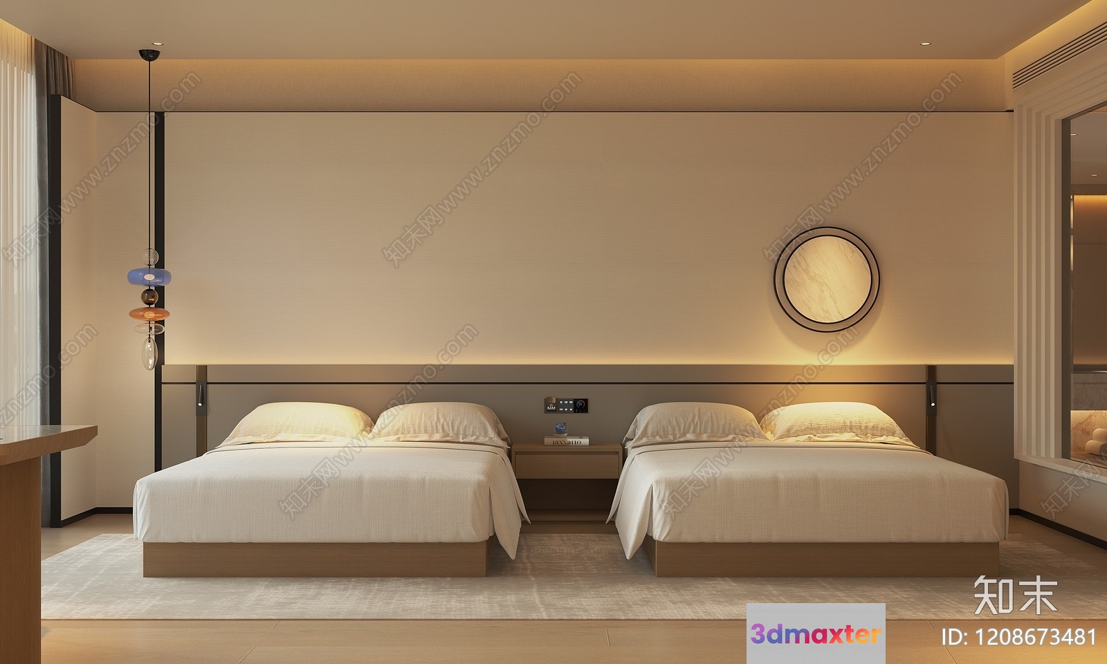 Modern Hotel Room 3D Model - 1684 - VRAY Render