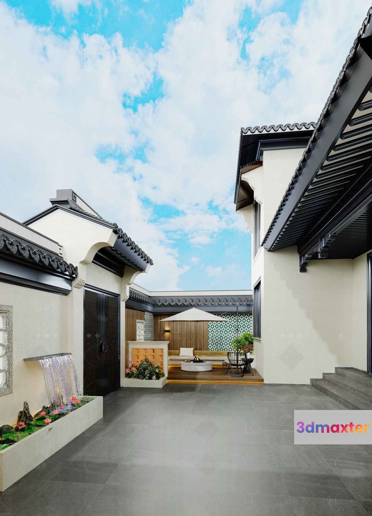 A Serene Courtyard 3D Model - 10406 - VRAY Render