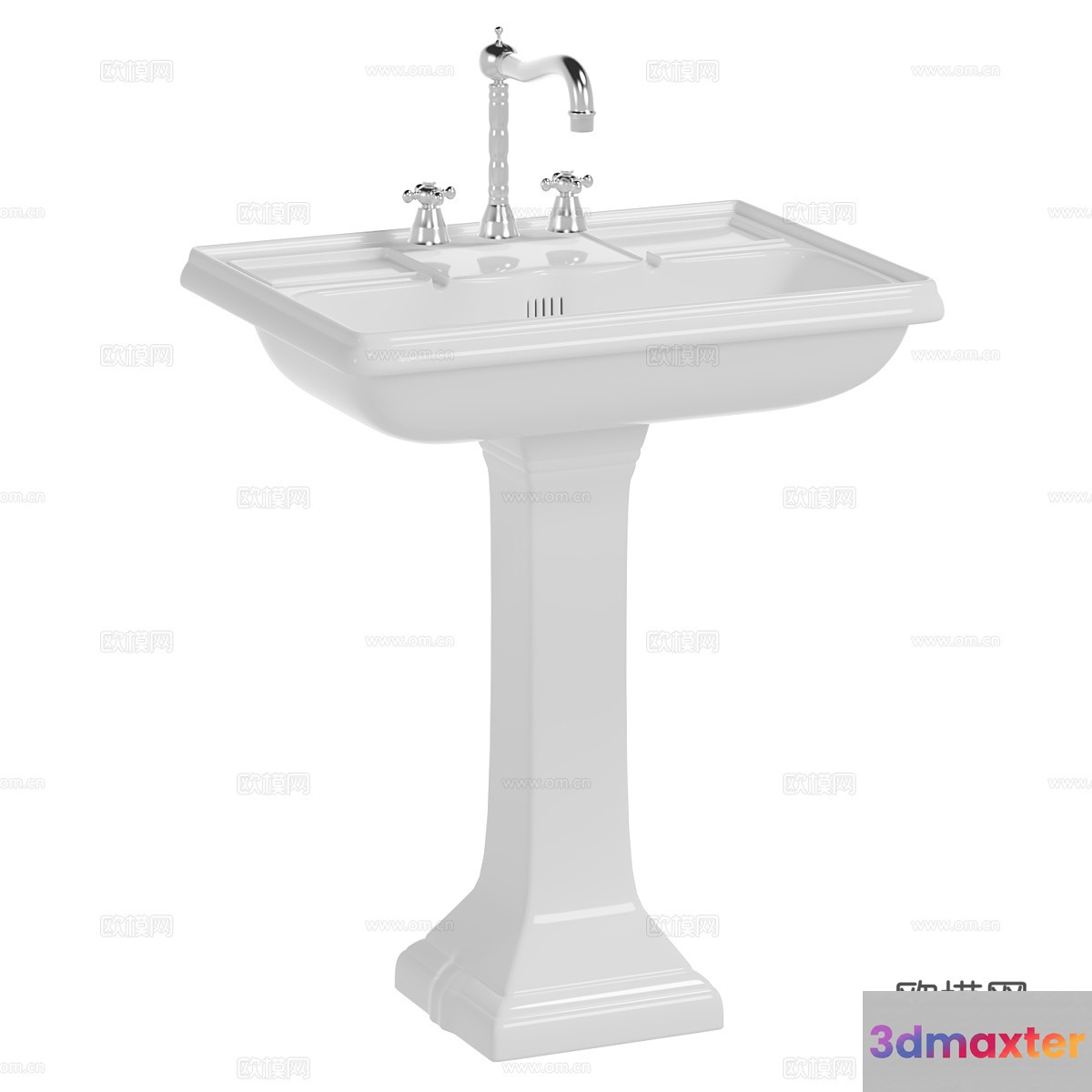 A White Pedestal Sink 3D Model - 15126 - VRAY Render