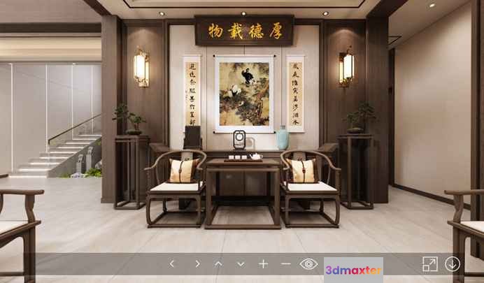A Traditional Chinese-Style Living Room 3D Model - 14622 - VRAY Render