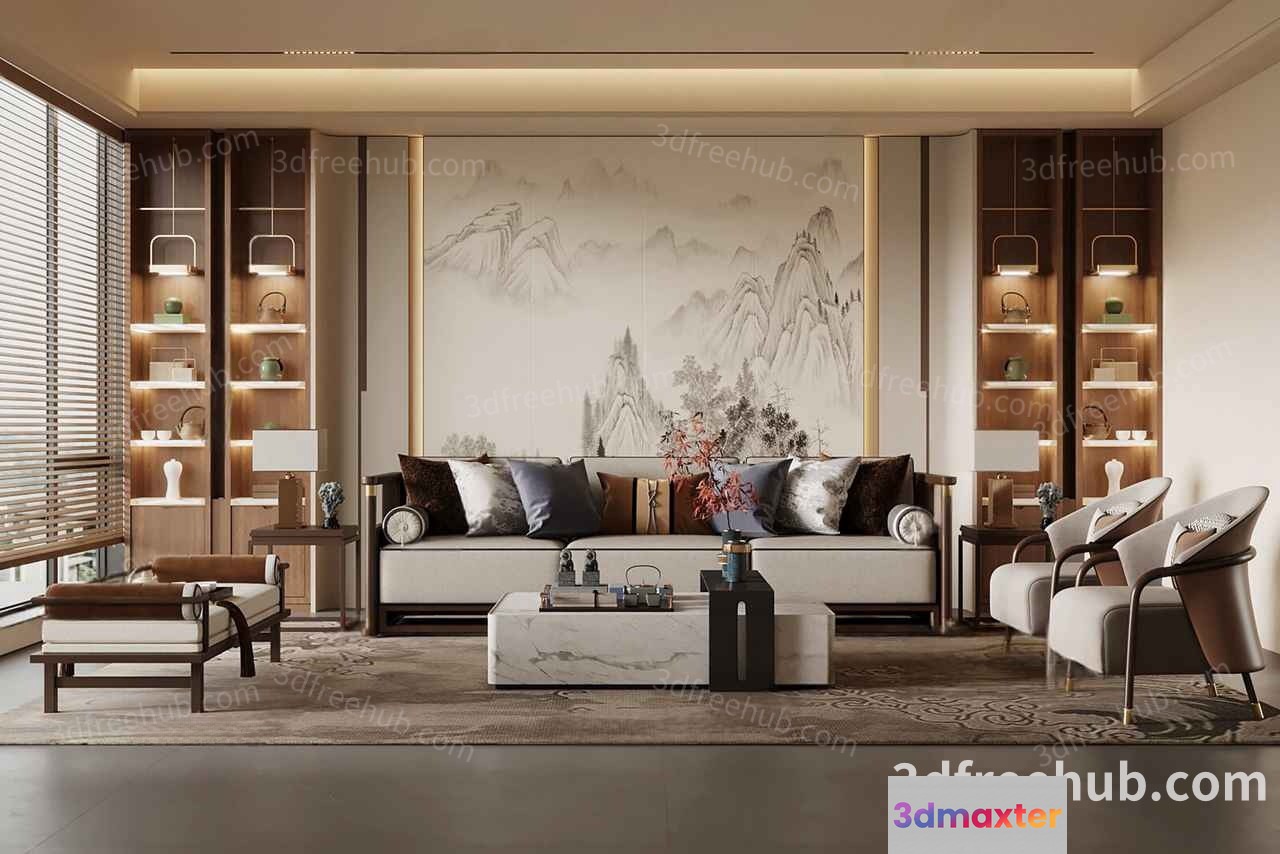 Modern Living Room 3D Model - 19269 - VRAY Render