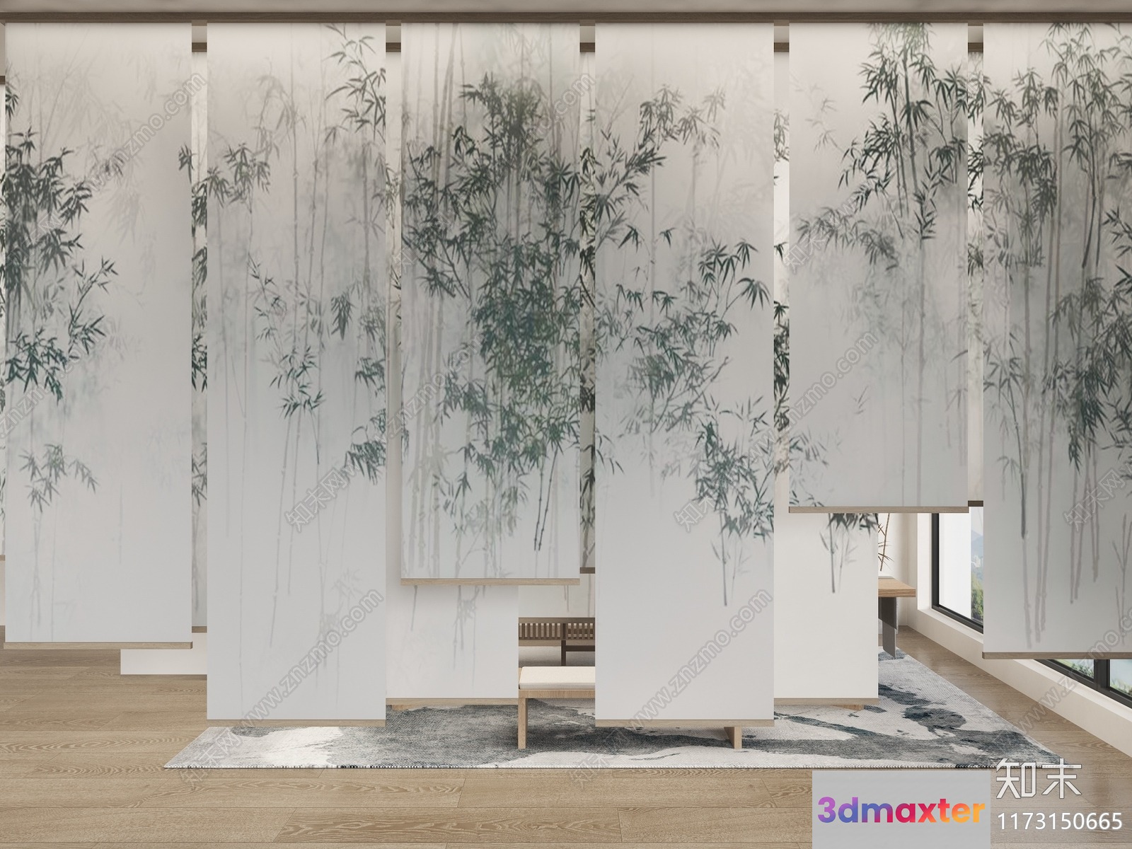 Modern Bamboo Curtain 3D Model - 3092 - VRAY Render