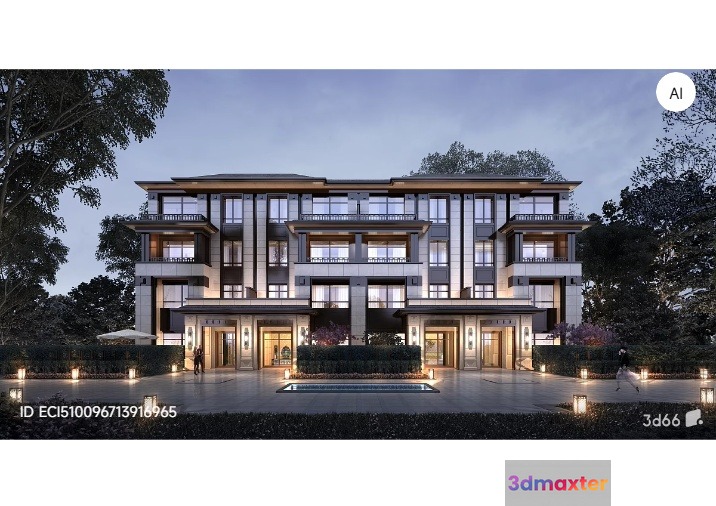 A Large House With A Modern Design 3D Model - 9957 - VRAY Render