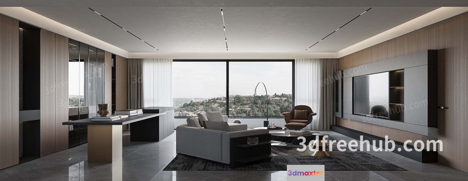Modern Living Room 3D Model - 23594 - VRAY Render
