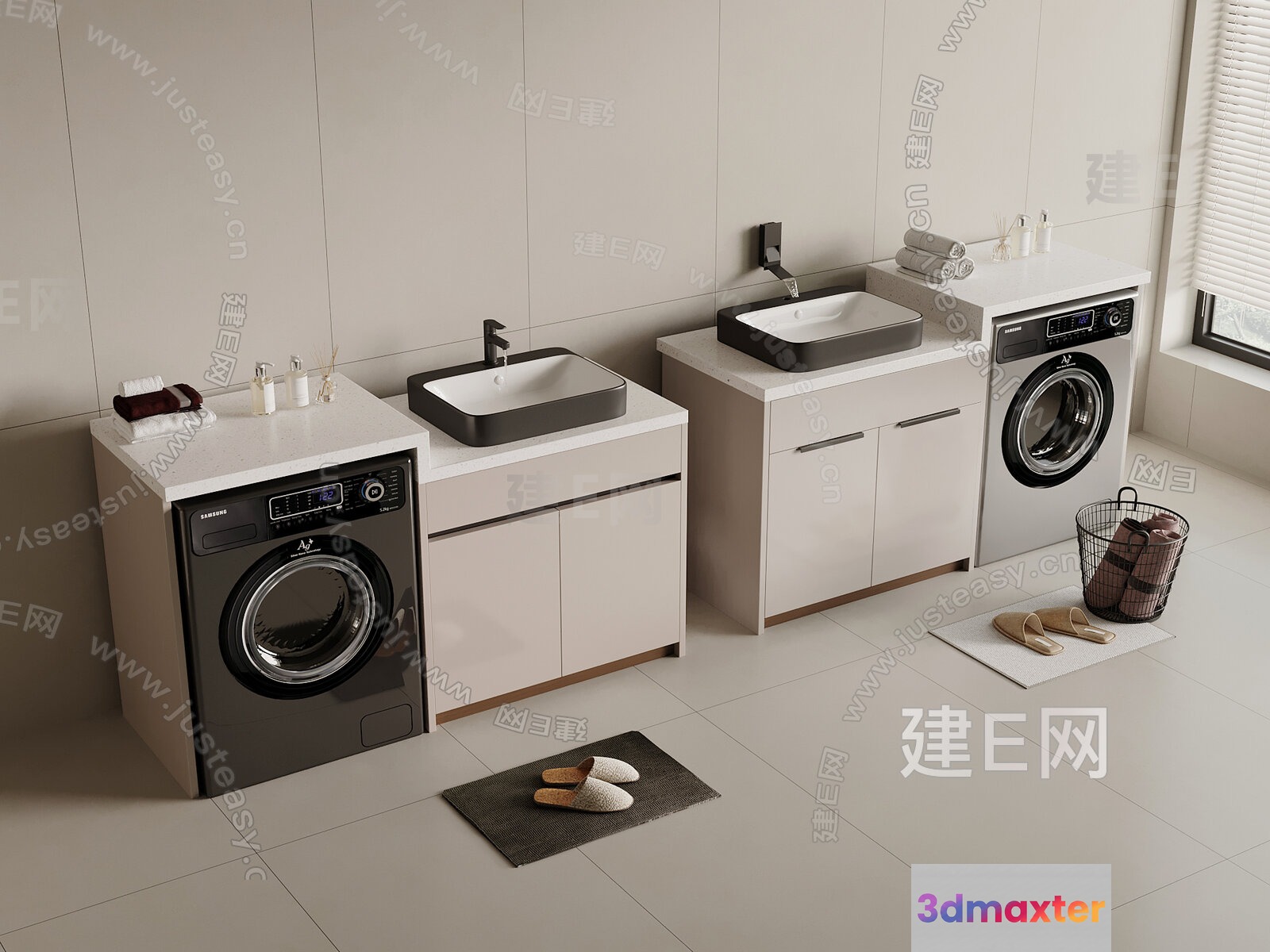 A Modern Laundry Room 3D Model - 418 - VRAY Render