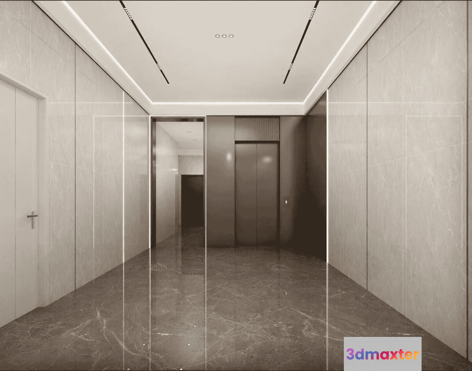 Modern Elevator Lobby 3D Model - 9821 - VRAY Render