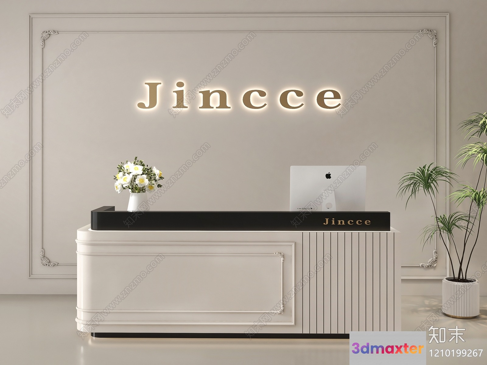 White And Black Desk 3D Model - 4016 - VRAY Render