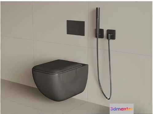 Modern Black Toilet 3D Model - 17891 - VRAY Render