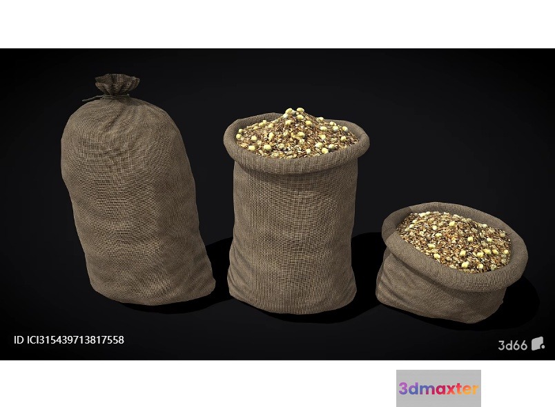 Three Bags Of Nuts 3D Model - 6487 - VRAY Render