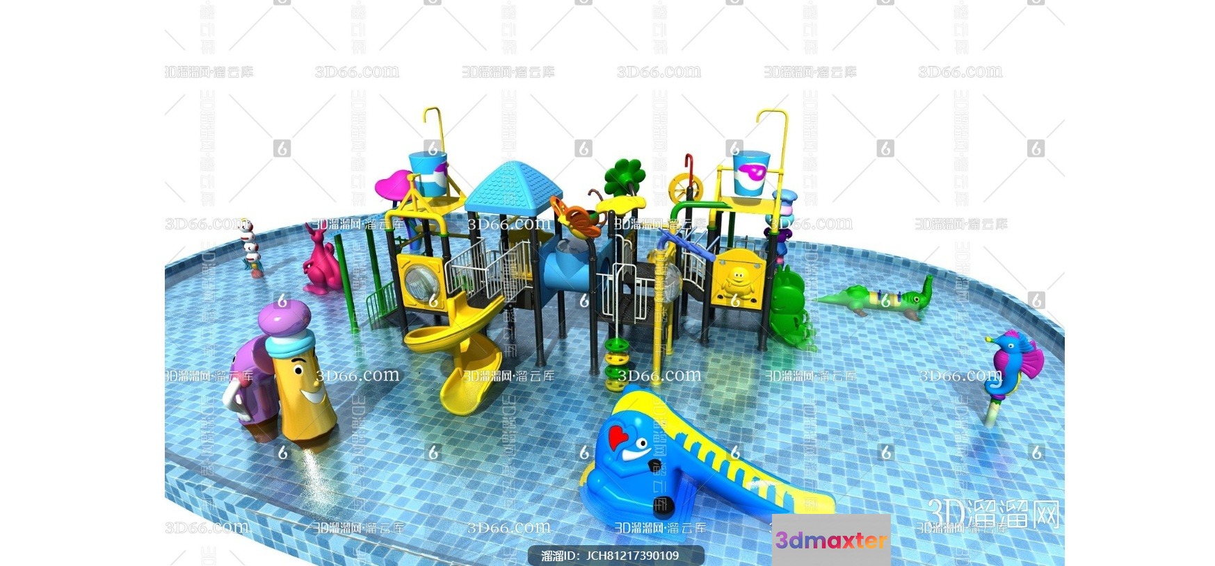 A 3D Rendering Of A Colorful Playground 3D Model - 8587 - VRAY Render