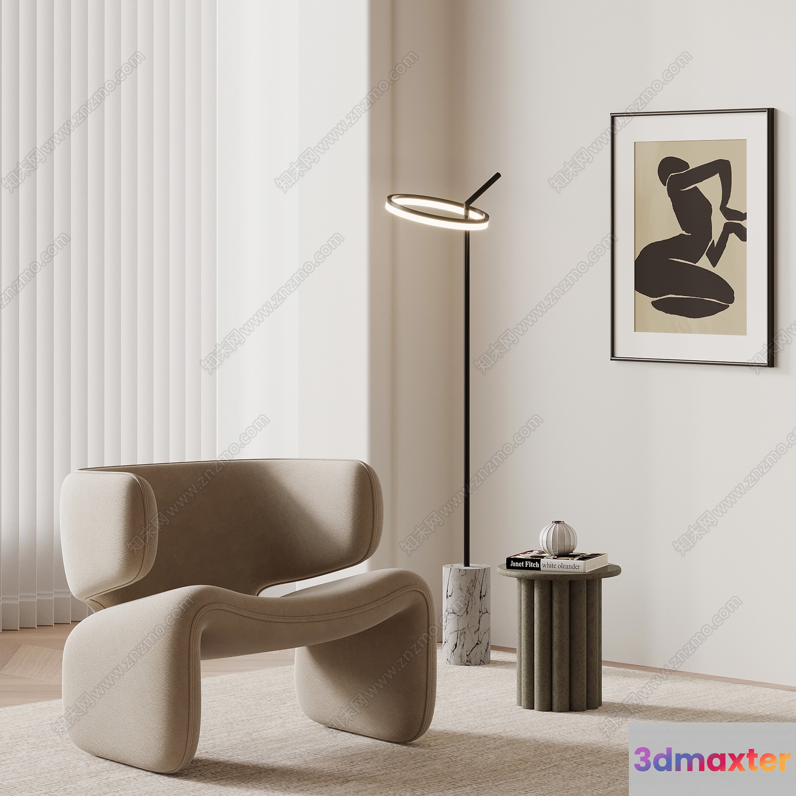 Modern Minimalist Living Space 3D Model - 16839 - VRAY Render
