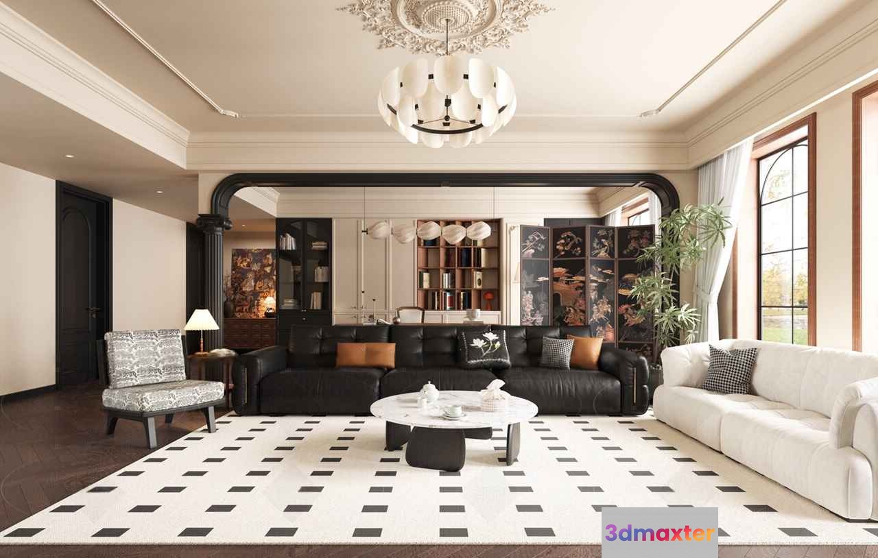 Modern Living Room 3D Model - 8434 - CORONA Render