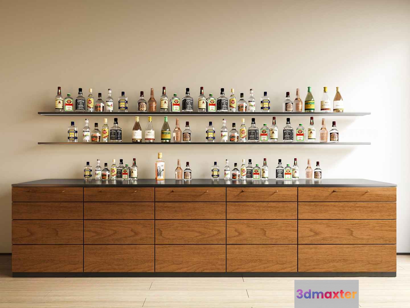 Wooden Bar Storage 3D Model - 6651 - CORONA Render