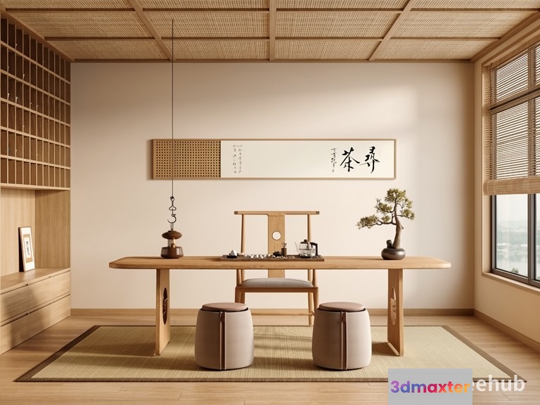 A Japanese-Style Room With A Minimalist Aesthetic 3D Model - 19934 - VRAY Render