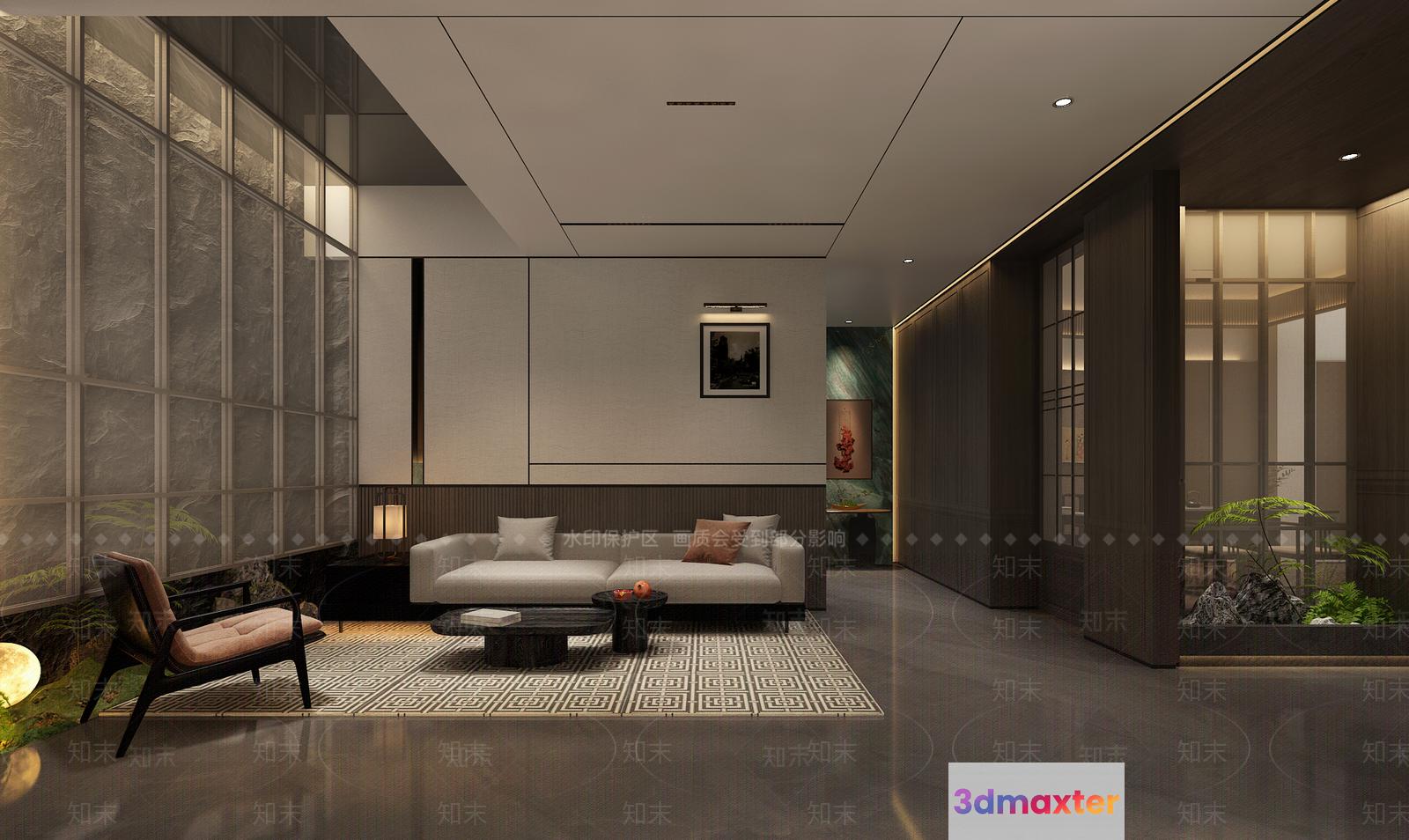 Modern Living Room 3D Model - 13661 - VRAY Render
