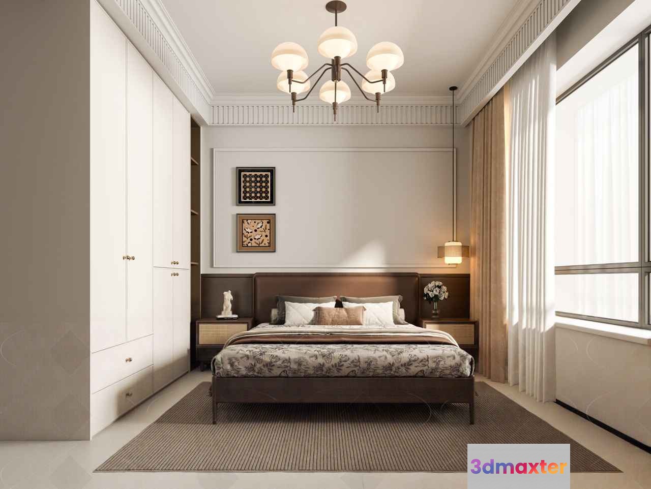 Cozy Bedroom 3D Model - 10600 - VRAY Render