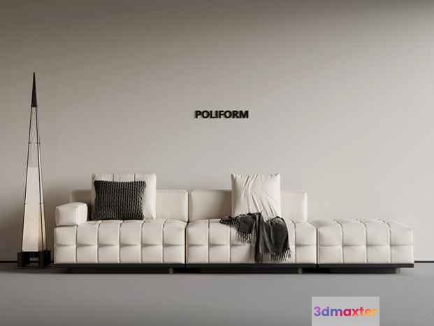 Modern White Couch 3D Model - 17952 - VRAY Render