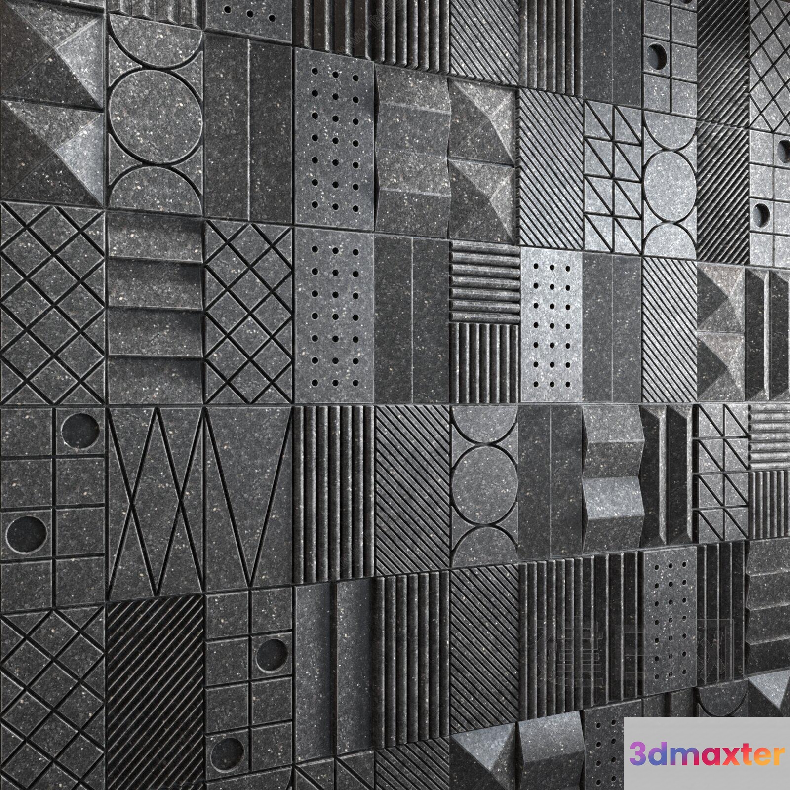Abstract Black Wall 3D Model - 3167 - VRAY Render