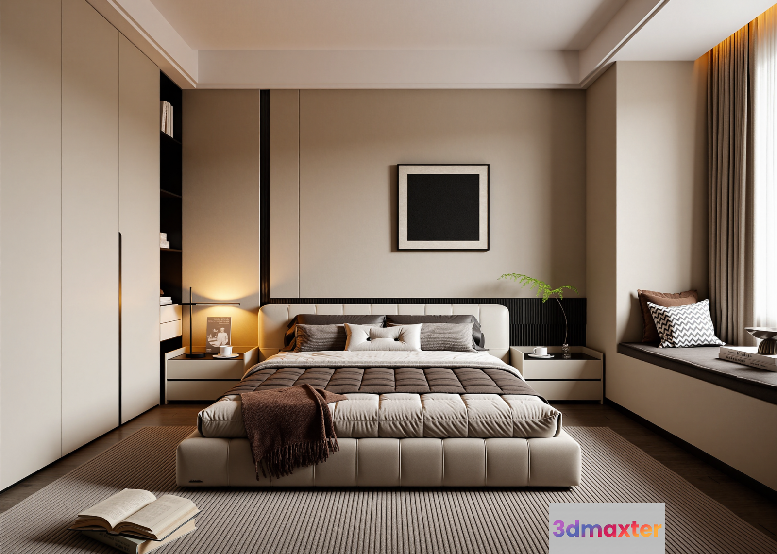 Modern Beige Bedroom 3D Model - 17771 - VRAY Render