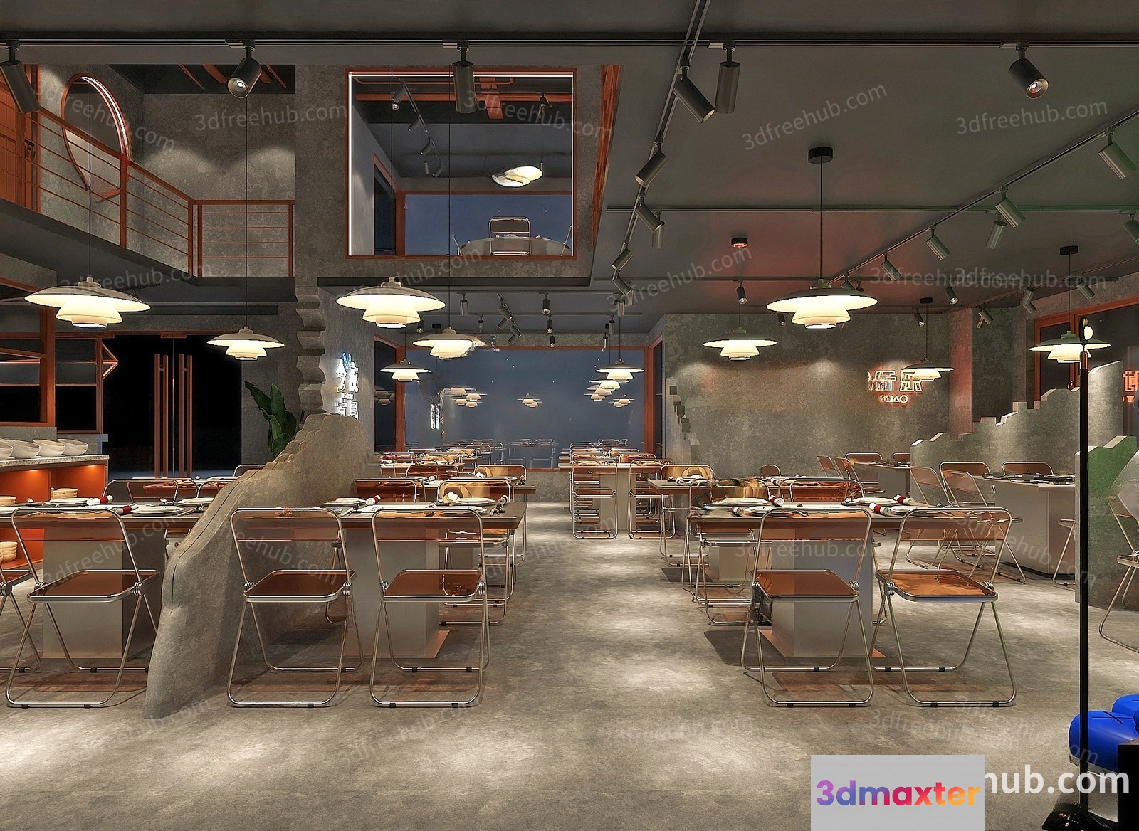 Modern Restaurant Dining Room 3D Model - 20594 - VRAY Render