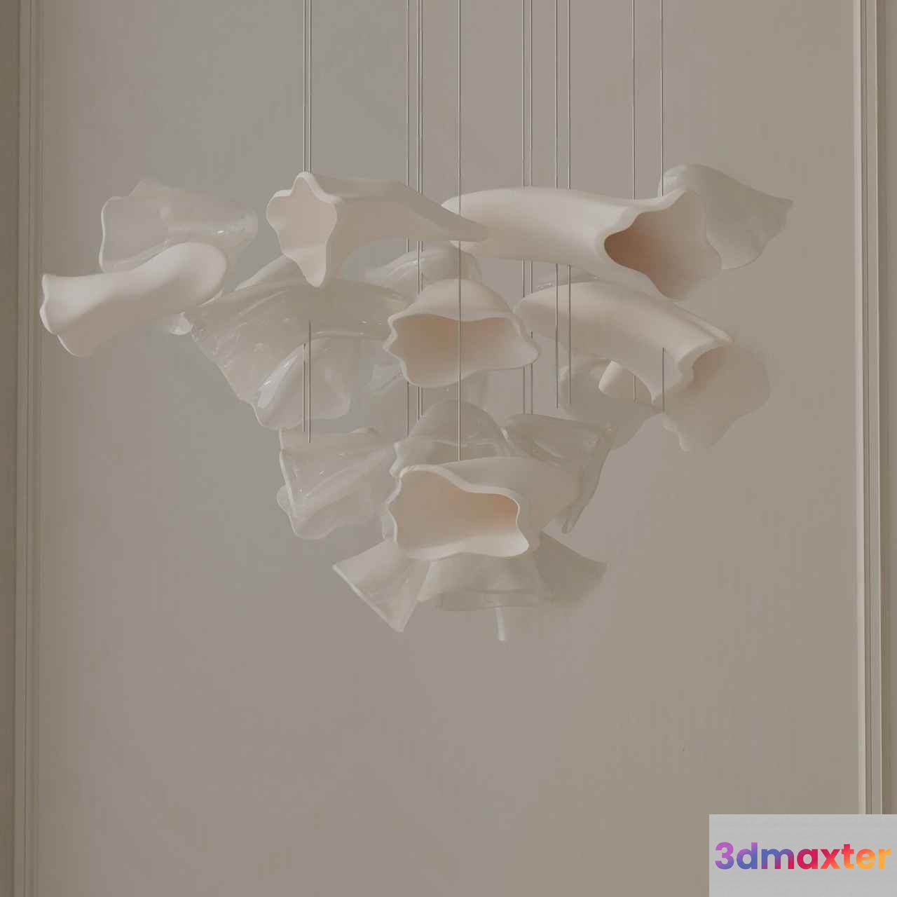 A White Abstract Chandelier 3D Model - 23410 - VRAY Render