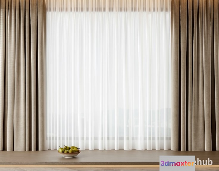 A Curtain 3D Model - 5290 - VRAY Render
