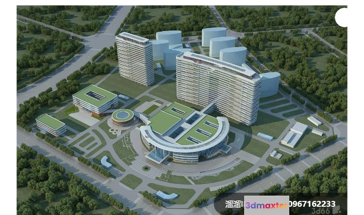 A Large Building Complex 3D Model - 408 - VRAY Render