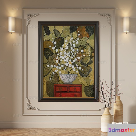 Modern White Wall Art 3D Model - 5094 - VRAY Render