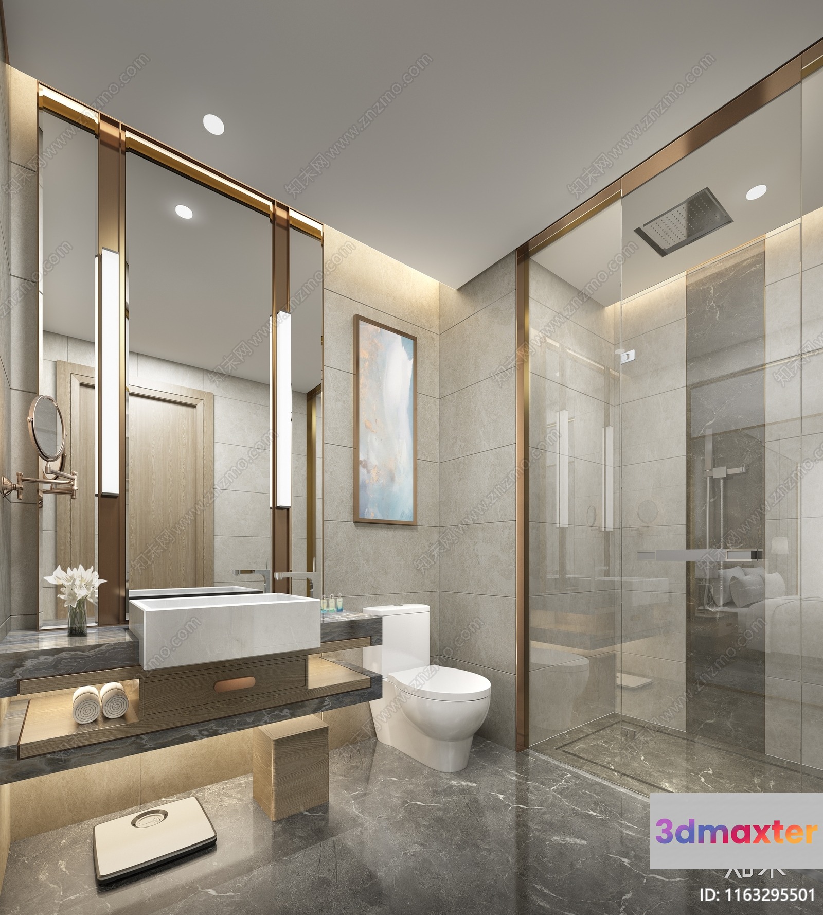 Modern Bathroom 3D Model - 11075 - VRAY Render