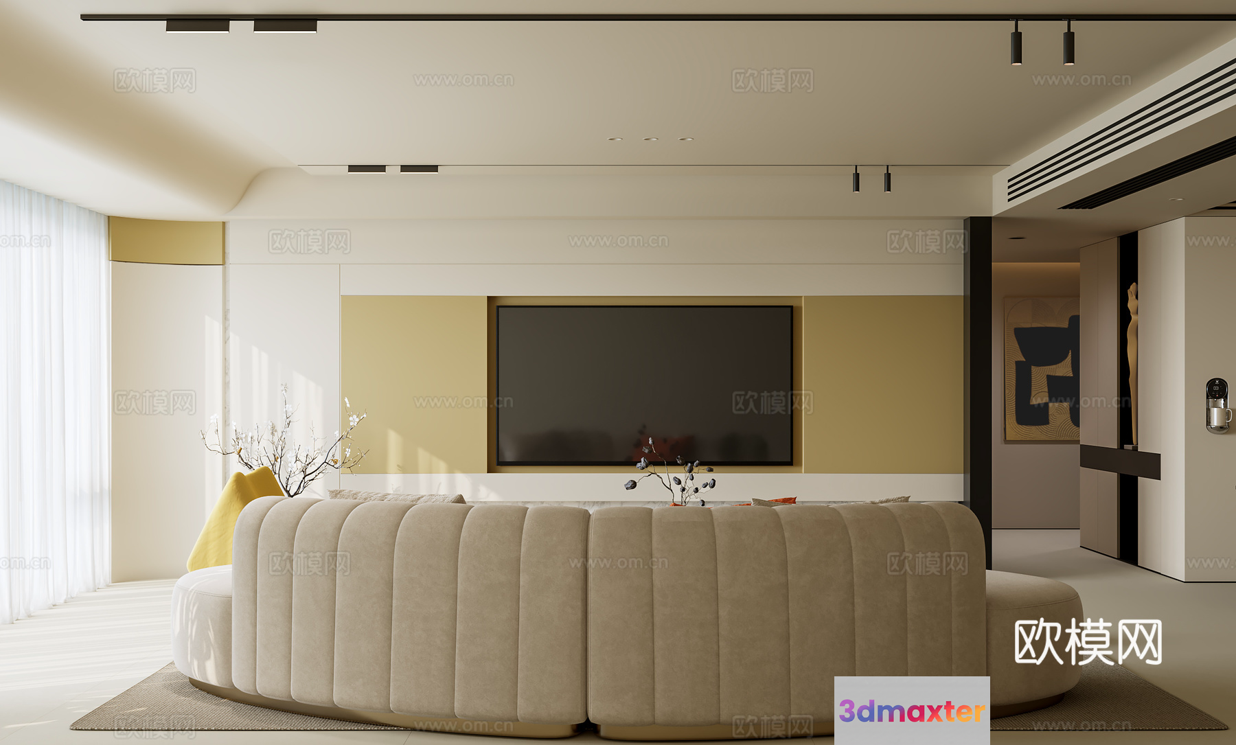 Modern Living Room 3D Model - 16351 - VRAY Render