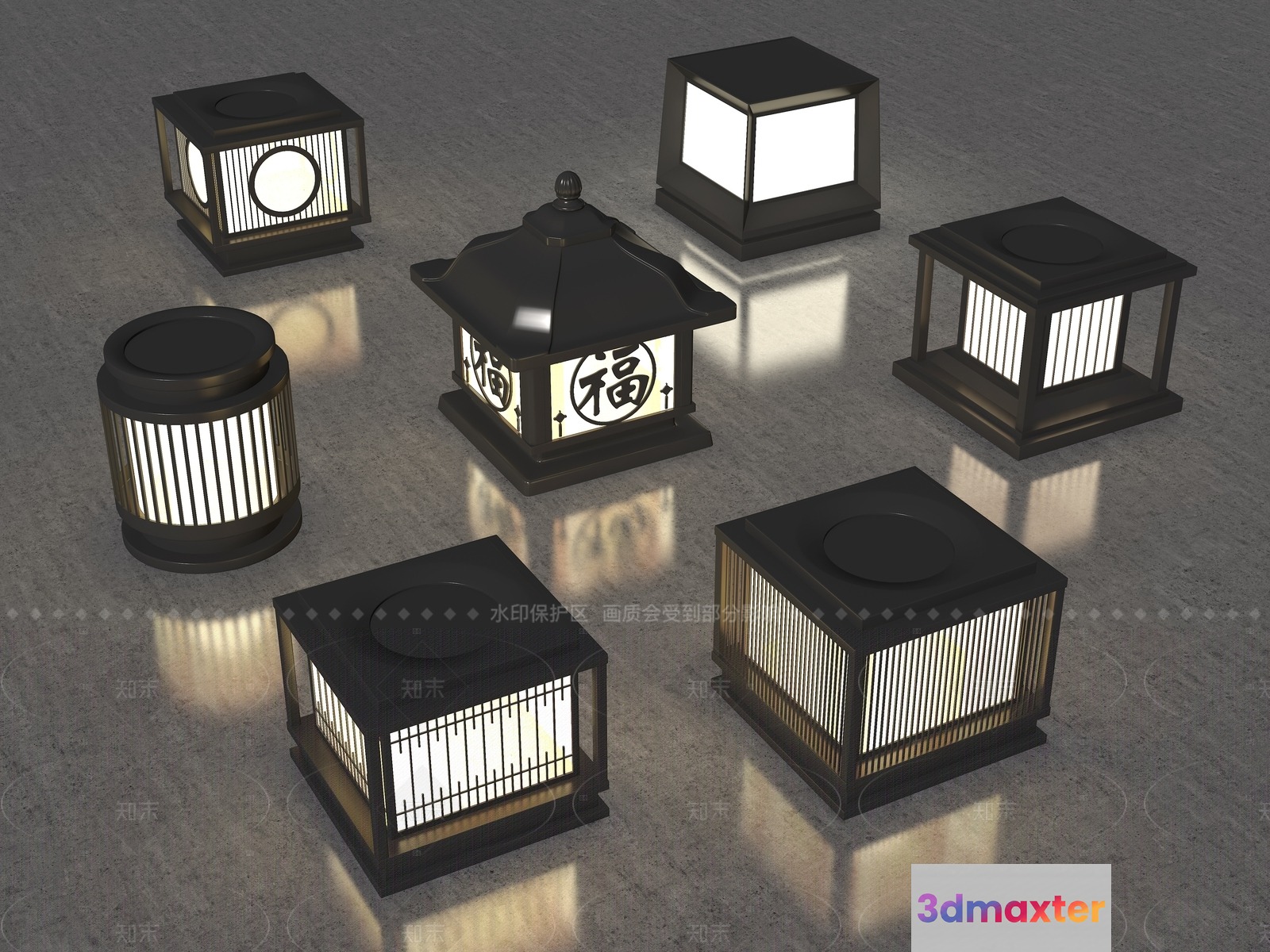 Traditional Japanese Lanterns 3D Model - 2387 - VRAY Render