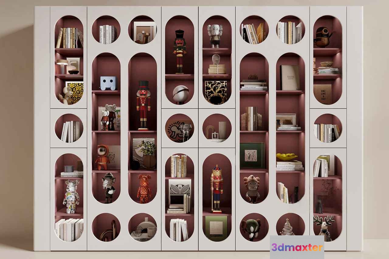 White Bookcase 3D Model - 9111 - VRAY Render