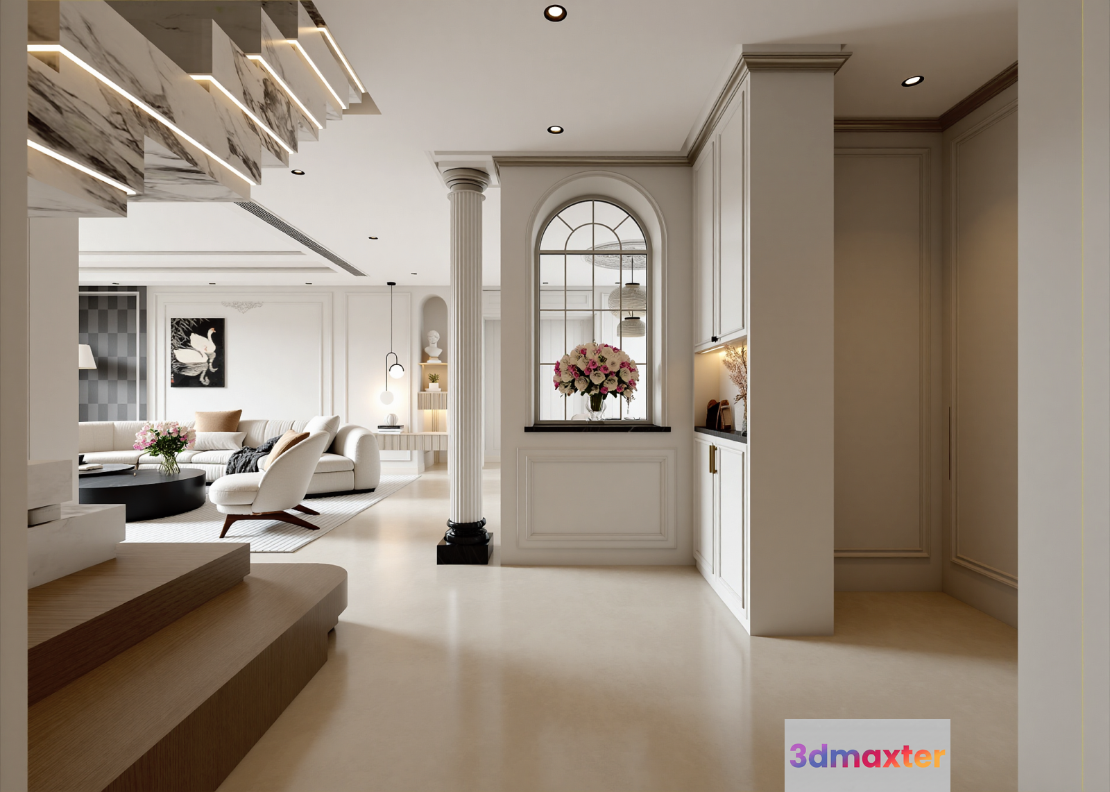 Luxurious Living Room 3D Model - 7195 - VRAY Render