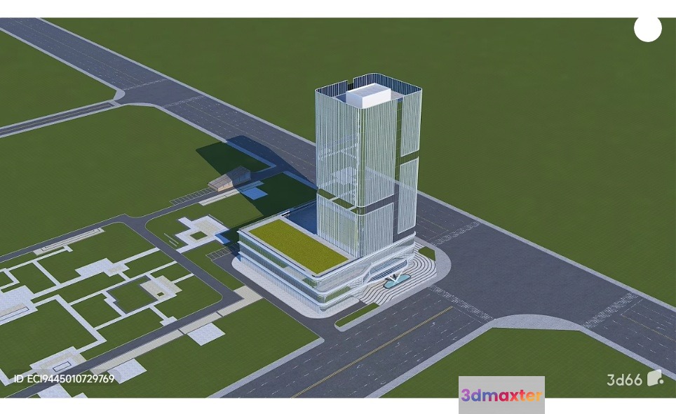 Modern Office Building 3D Model - 5583 - VRAY Render