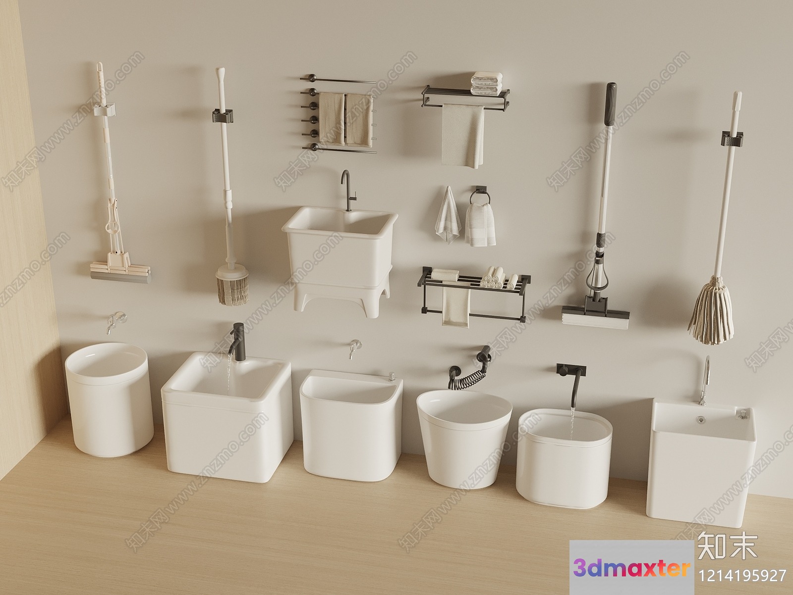 White Bathroom Fixtures 3D Model - 10177 - VRAY Render