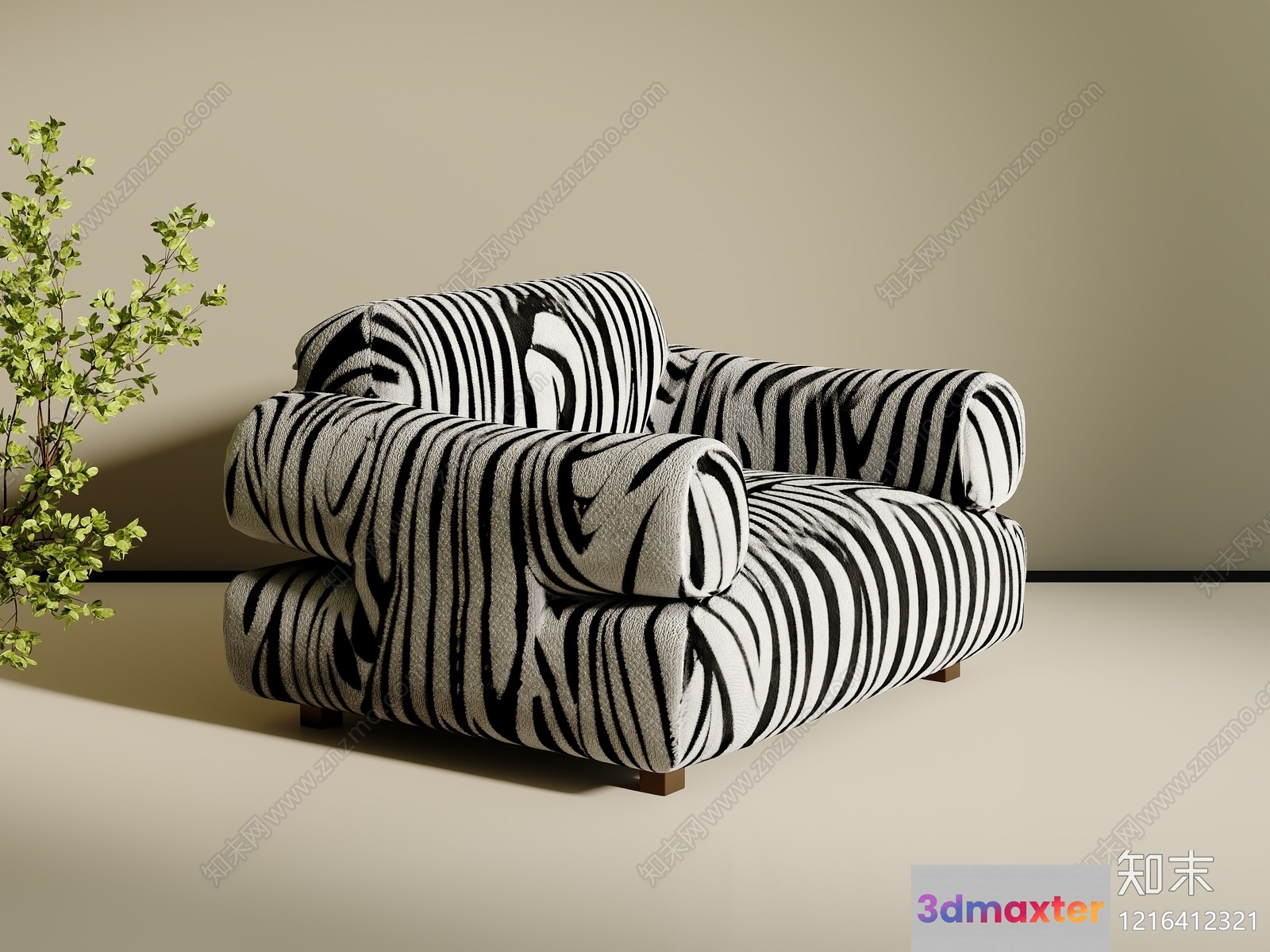 Modern Zebra Chair 3D Model - 13782 - VRAY Render