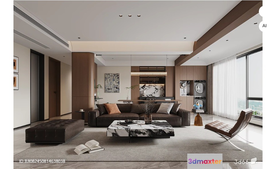 Modern Living Room 3D Model - 9119 - VRAY Render