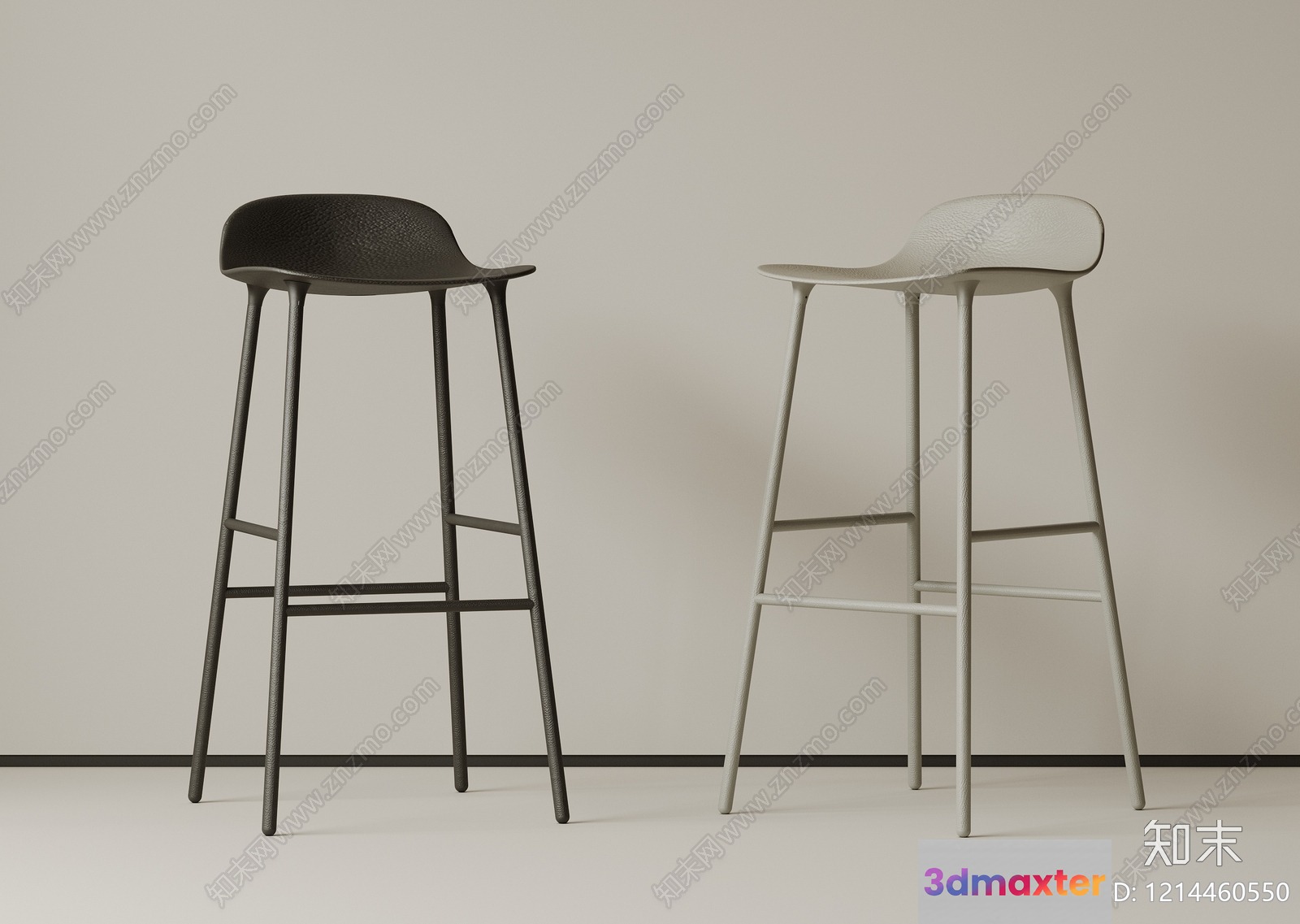 Two Tall Stools 3D Model - 22837 - VRAY Render