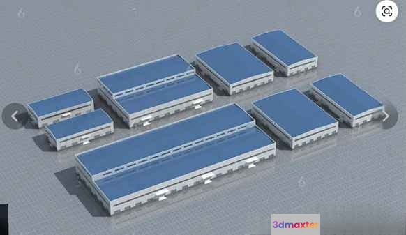 A Collection Of Rectangular Blue-Topped Objects 3D Model - 6425 - VRAY Render
