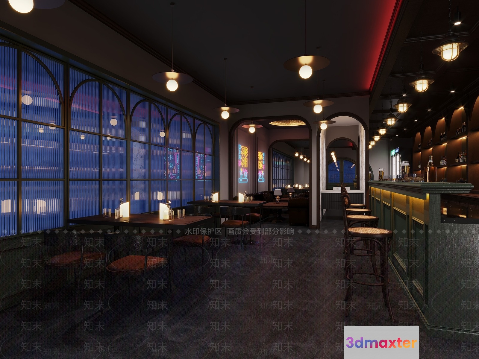 The Main Subject Is A Dimly Lit Bar With A Counter 3D Model - 13357 - VRAY Render
