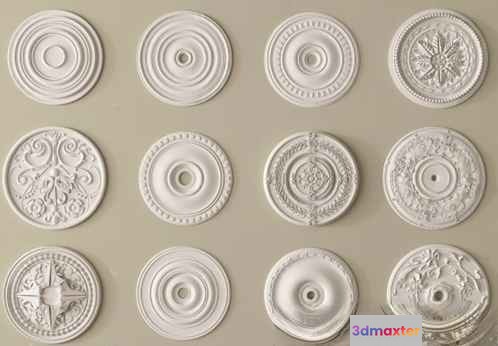 White Ceiling Medallions 3D Model - 13261 - VRAY Render