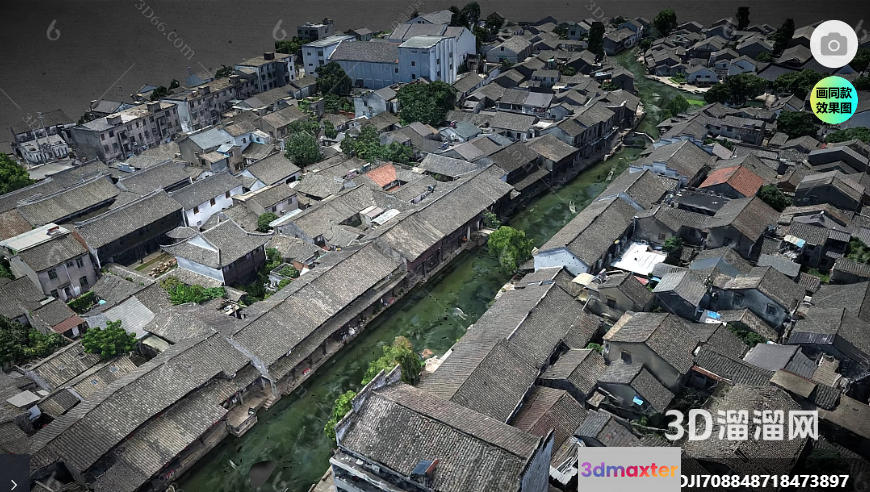 A 3D Model Of A Town With A River Running Through It 3D Model - 18344 - VRAY Render