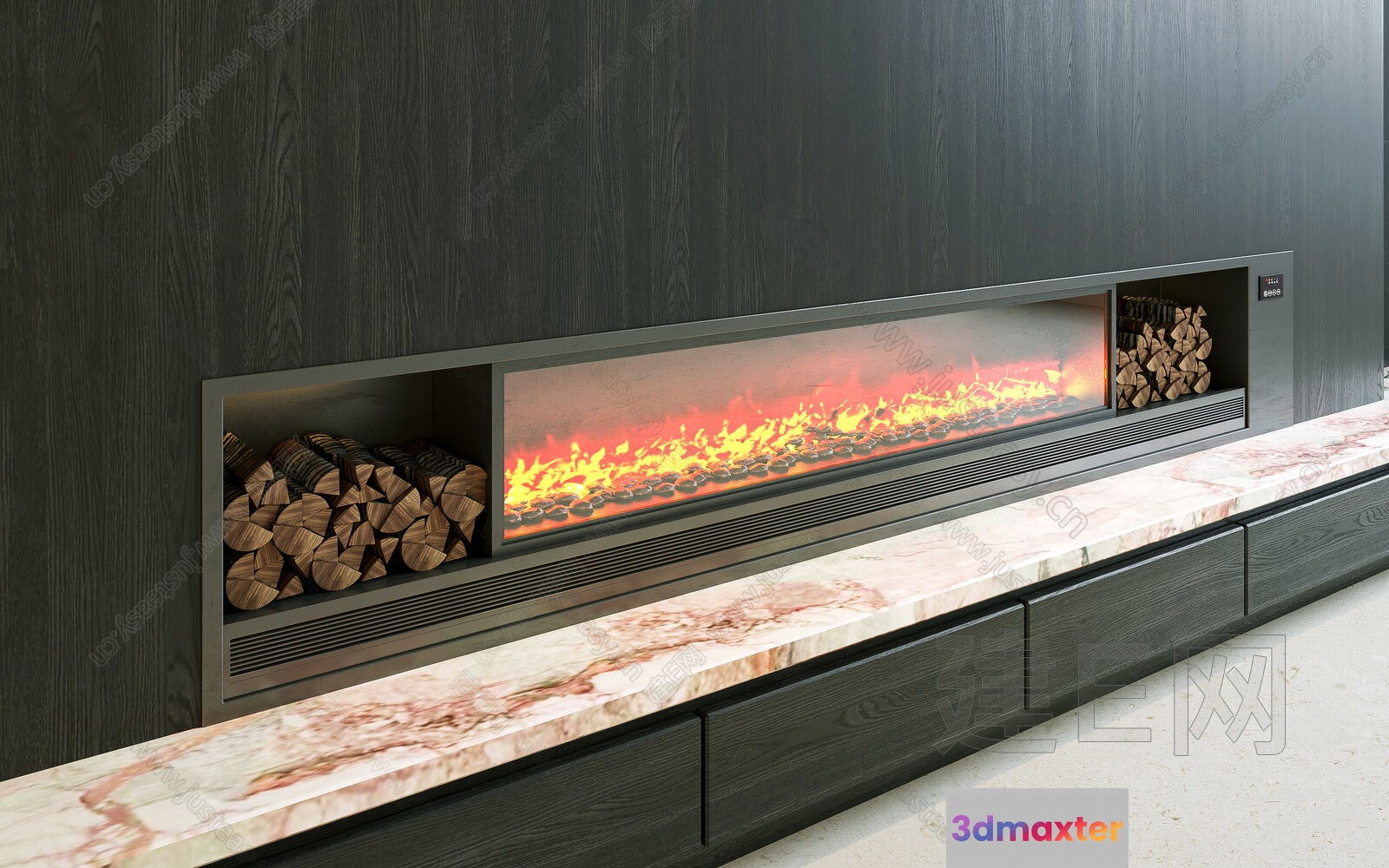 Modern Electric Fireplace 3D Model - 16577 - VRAY Render
