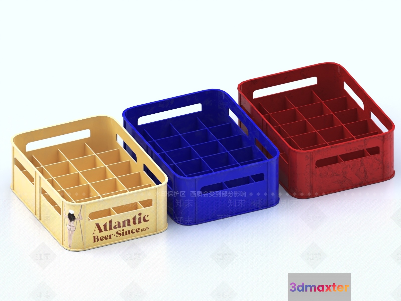A Collection Of Three Crates 3D Model - 12734 - VRAY Render