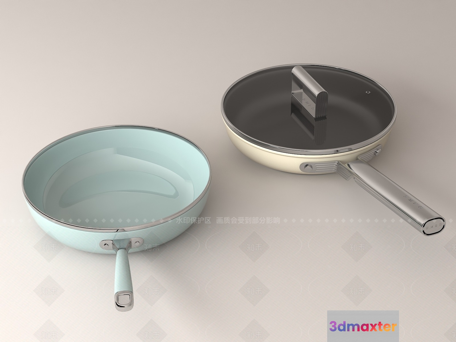 Two Frying Pans 3D Model - 17552 - VRAY Render